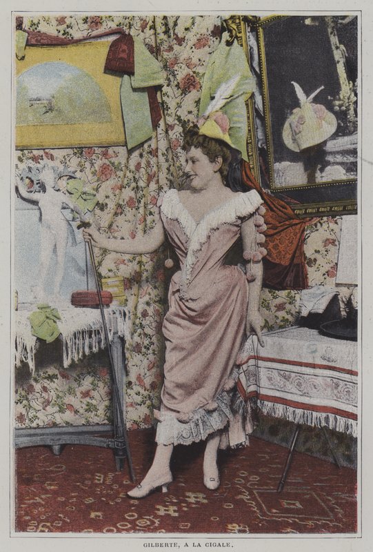 Mademoiselle Gilberte, Franse zangeres bij La Cigale, Parijs (kleurenfoto) door French Photographer
