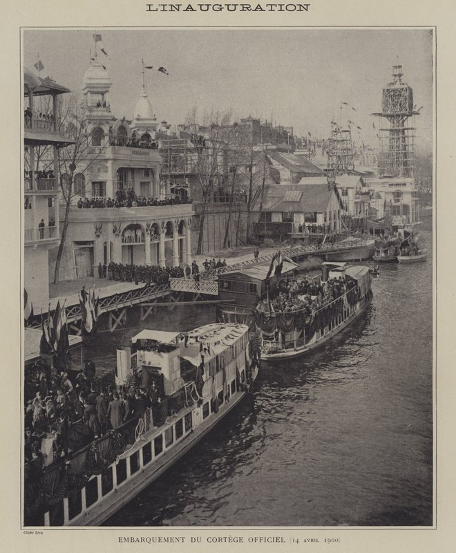 Opening van de Exposition Universelle 1900, Parijs (zwart-wit foto) door French Photographer