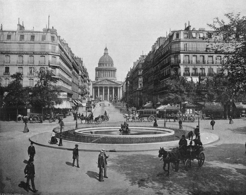 Parijs - La Place Medicis, La Rue Soufflot en het Pantheon door French Photographer