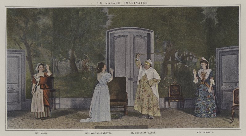 Scène uit een productie van Le Malade Imaginaire, door Moliere door French Photographer