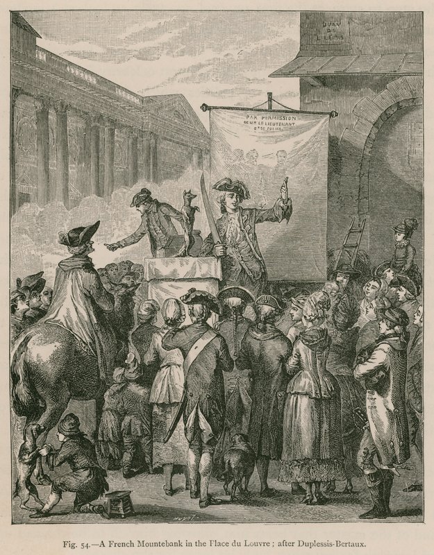 Een Franse kwakzalver op de Place du Louvre (naar Duplessis-Bertaux) door French School