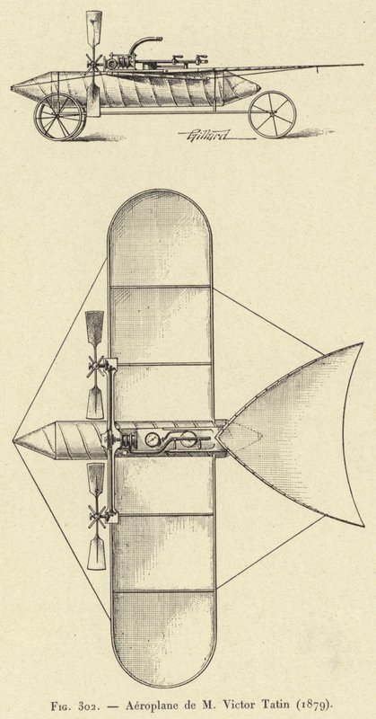 Aeroplane de M Victor Tatin (1879) door French School
