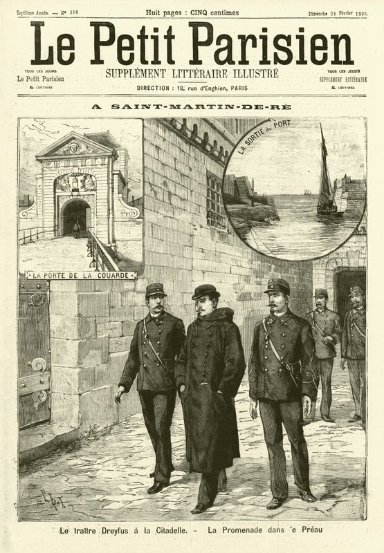 Alfred Dreyfus in de gevangenis in Saint-Martin-de-Ré, Frankrijk door French School