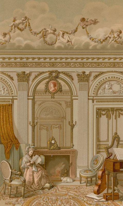 Een Interieur tijdens het Regeerperiode van Lodewijk XVI door French School