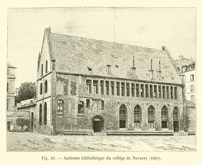 Oude bibliotheek van het college van Navarre, 1860 door French School