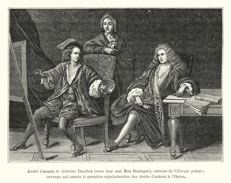 Andre Campra en Antoine Danchet, met hun vriend Bon Boulogne, auteurs van l