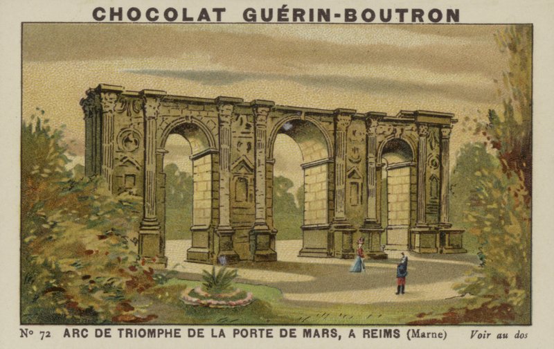 Triomfboog van de Porte de Mars, in Reims, Marne door French School