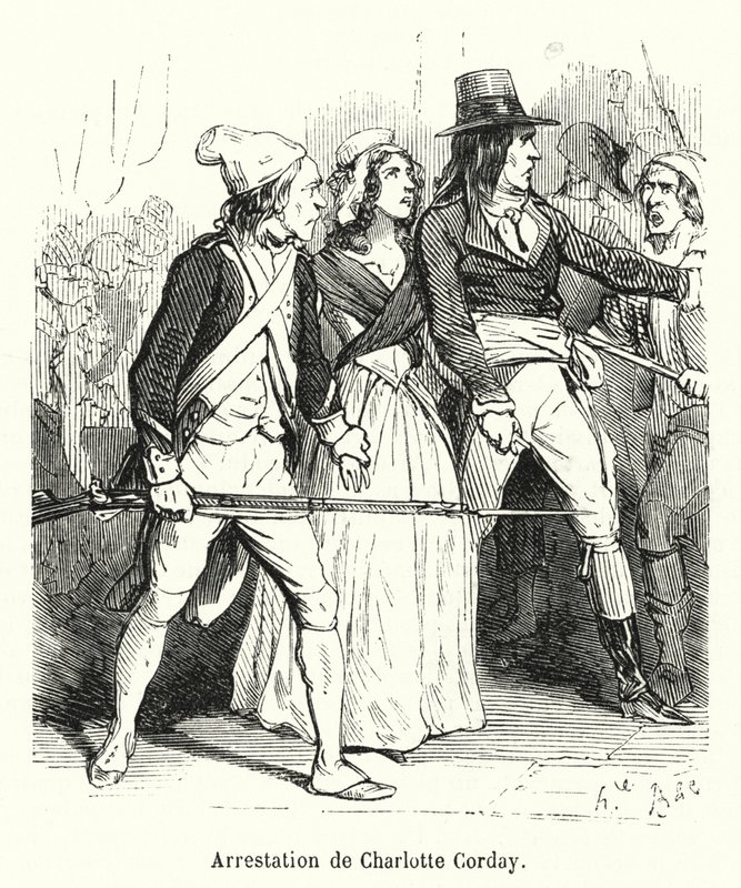 Arrestatie van Charlotte Corday door French School