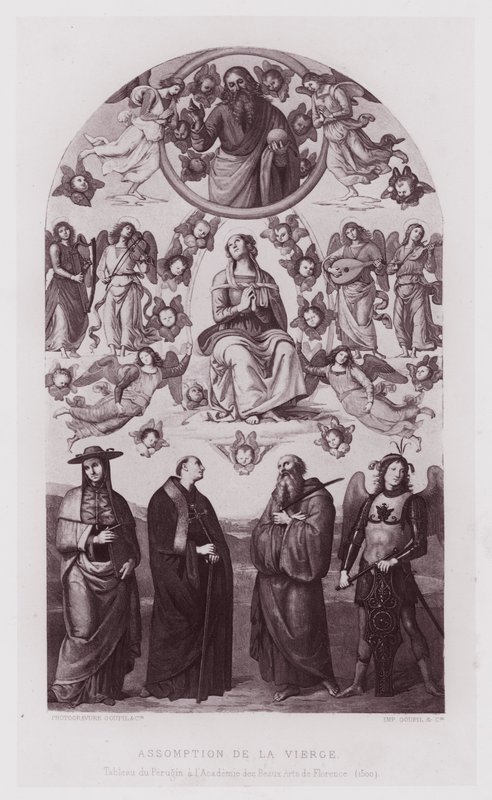 Hemelvaart van de Maagd, Schilderij van Perugino in de Academie voor Schone Kunsten van Florence door French School