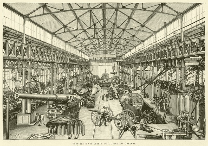 Artilleriewerkplaatsen van de Creusot Fabriek door French School