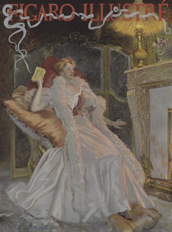 Bij de haard. Omslag van Le Figaro Illustre, januari 1896 door French School