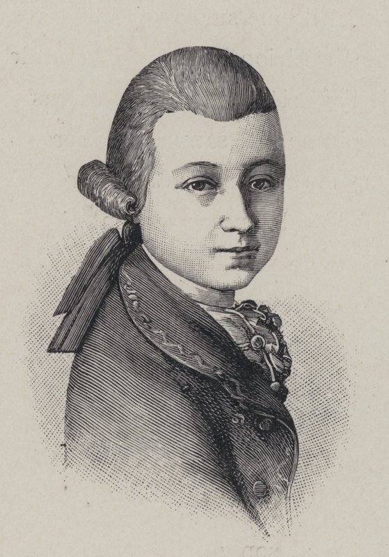 Oostenrijkse componist Wolfgang Amadeus Mozart op veertienjarige leeftijd door French School