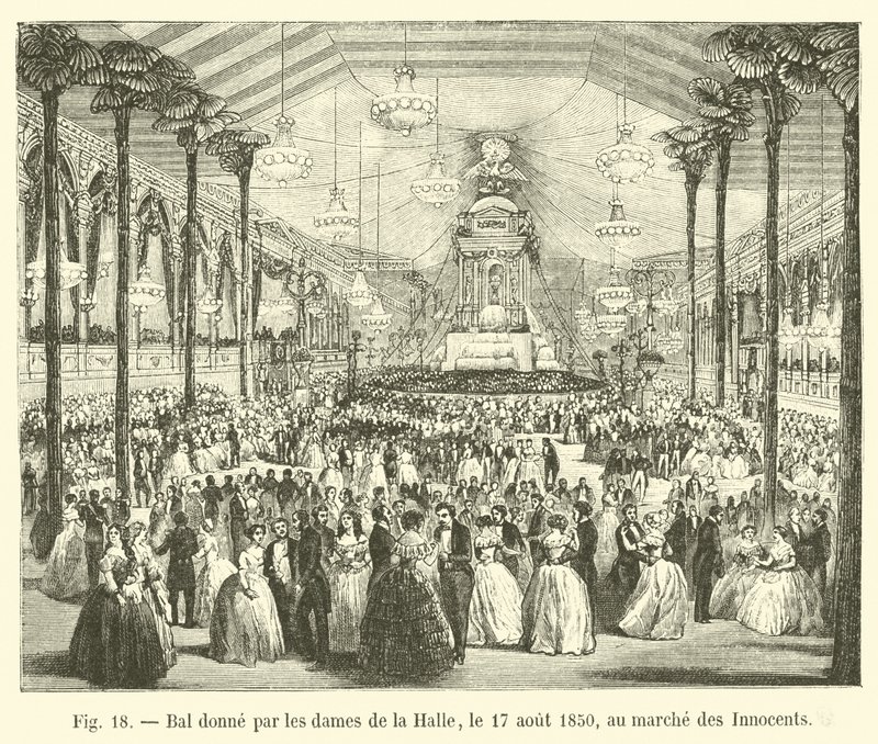 Bal gegeven door de dames van de Halle, op 17 augustus 1850, op de markt van de Onschuldigen door French School
