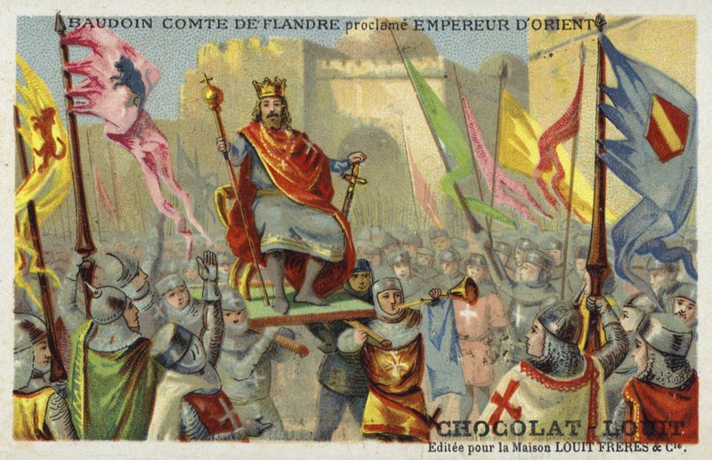 Boudewijn IX, Graaf van Vlaanderen, uitgeroepen tot Keizer van Constantinopel, 1204 door French School