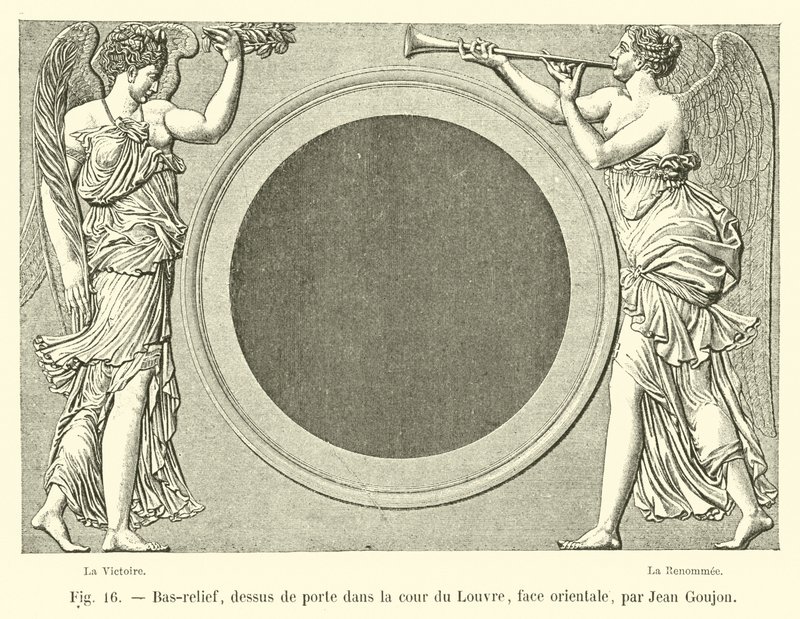 Bas-reliëf, boven de deur in de binnenplaats van het Louvre, oostelijke zijde, door Jean Goujon door French School