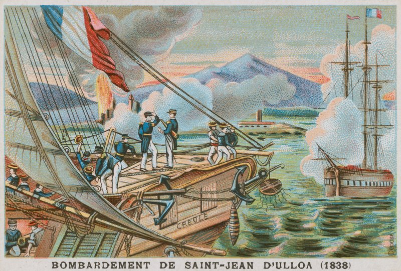 Bombardement van San Juan de Ulua, Mexico, door de Fransen, 1838 door French School