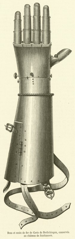 IJzeren arm en hand van Goetz van Berlichingen, bewaard in het kasteel van Jaxthausen door French School