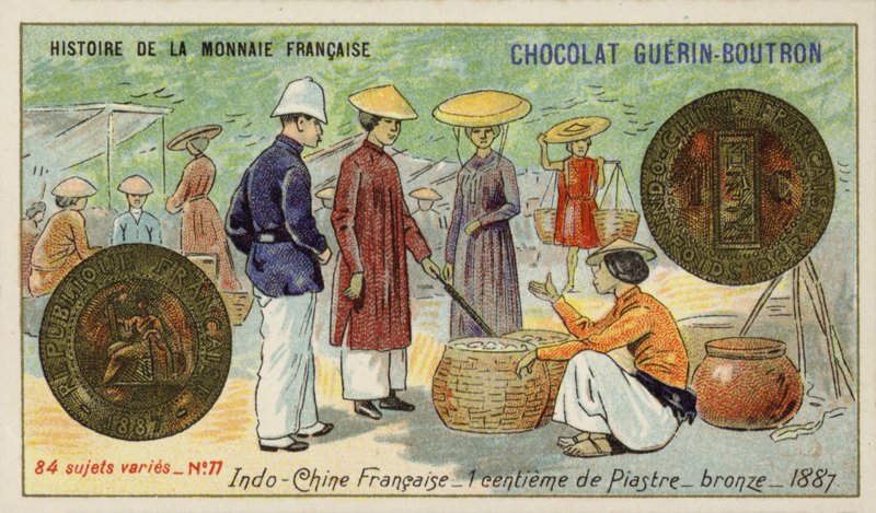 Bronzen 1 centime van een piastre, Frans Indochina door French School