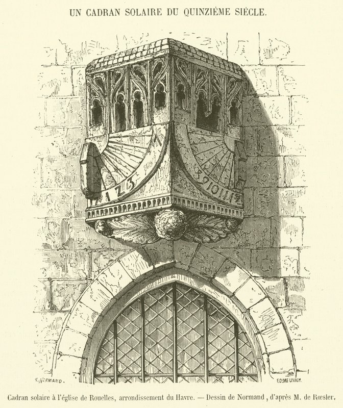 Zonnewijzer in de kerk van Rouelles, arrondissement van Le Havre door French School