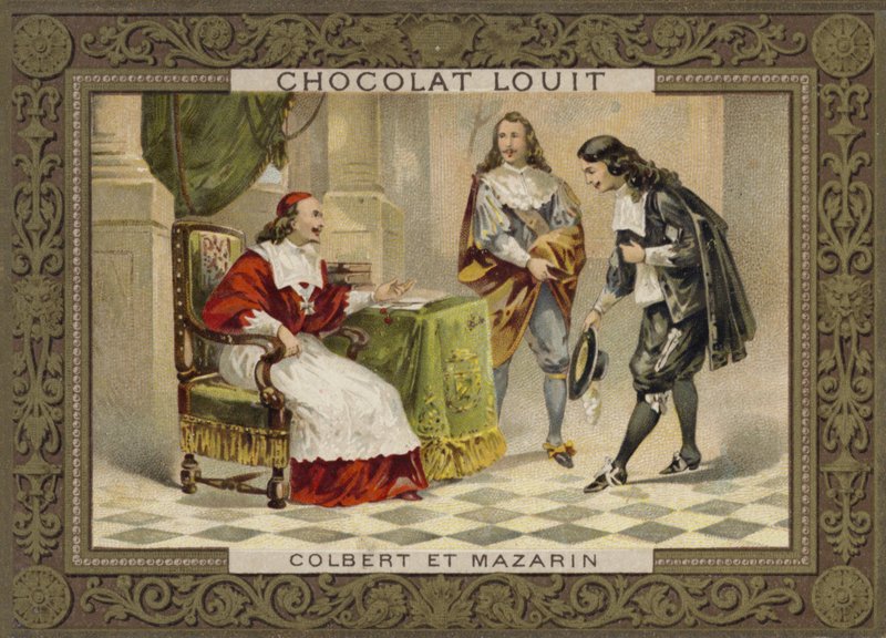Kardinaal Mazarin en Jean-Baptiste Colbert, Franse staatslieden, 17e eeuw door French School