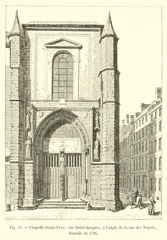 Kapel Saint-Yves, rue Saint-Jacques, op de hoek van de rue des Noyers, gesloopt in 1796 door French School