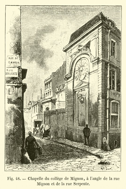 Kapel van het college van Mignon, op de hoek van rue Mignon en rue Serpente door French School
