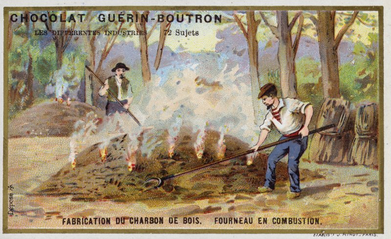 Houtskoolproductie door French School