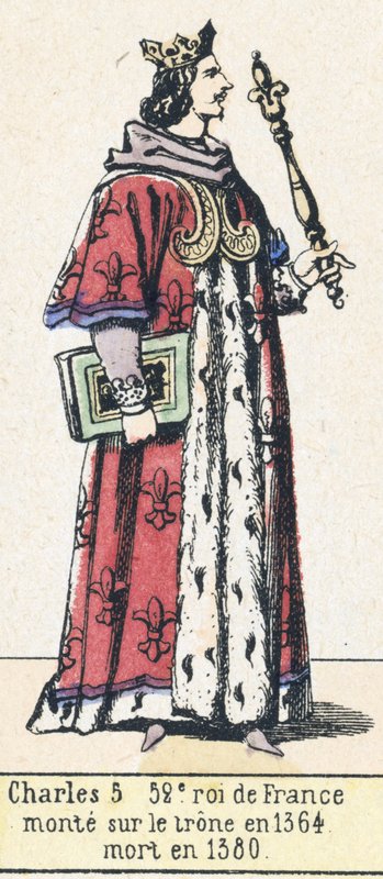 Karel V, 52e koning van Frankrijk, besteeg de troon in 1364, stierf in 1380 door French School