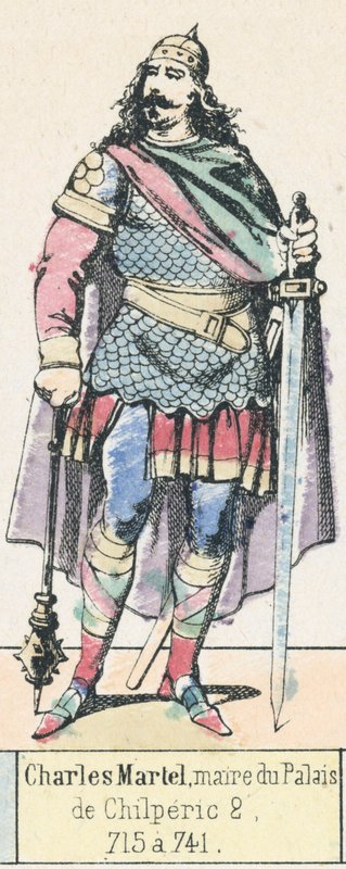 Karel Martel, burgemeester van het Paleis, van Chilperic II, 715 tot 741 door French School