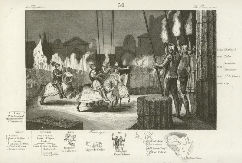 Karel VIII van Frankrijk triomfantelijk Rome binnen, 1494 door French School