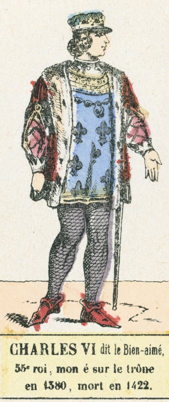 Karel VI genaamd de Geliefde, 53e koning, besteeg de troon in 1380, stierf in 1422 door French School