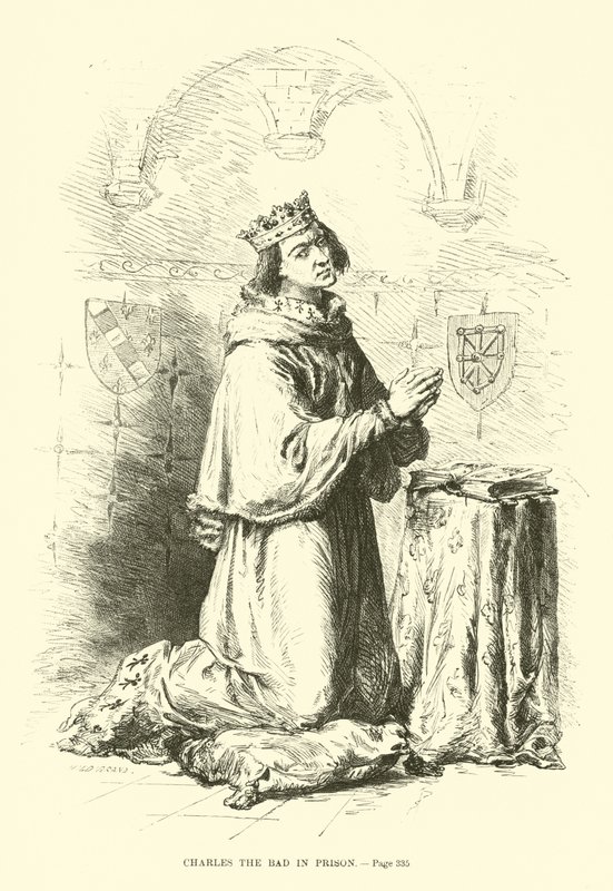Karel de Slechte in de gevangenis door French School