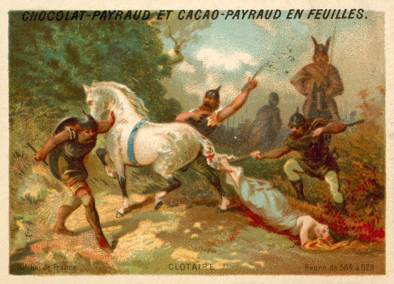 Chlothar II en de executie van Brunhilda van Austrasië, 613 door French School