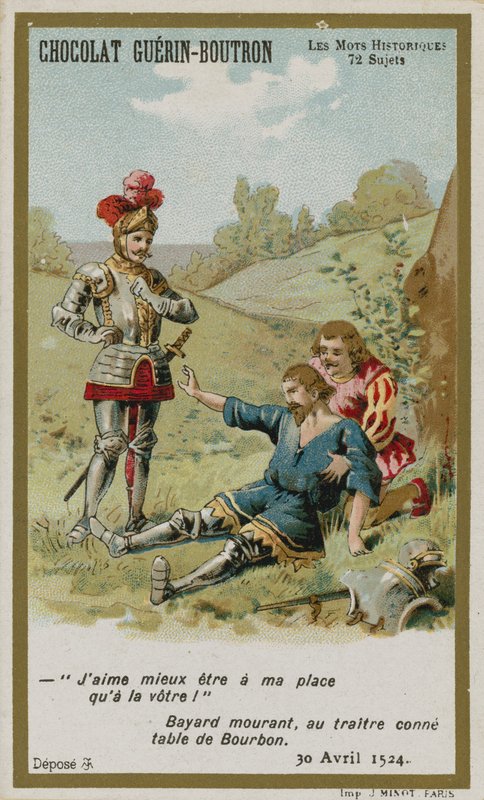 Chocolat Guerin-Boutron handelskaart, Historische Woorden serie door French School