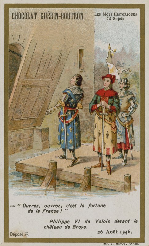 Chocolat Guerin-Boutron handelskaart, Historische Woorden serie door French School