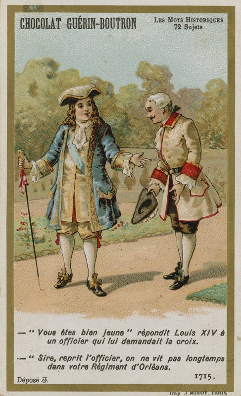 Chocolat Guerin-Boutron handelskaart, Historische Woorden serie door French School