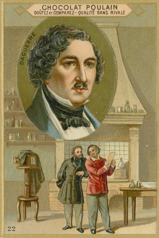 Chocolat Poulain handelskaart, Louis Daguerre door French School
