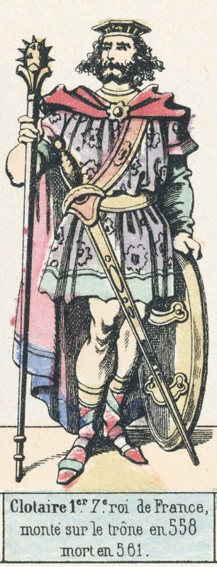 Clotaire I, 7e koning van Frankrijk, op de troon van 558, overleden in 561 door French School