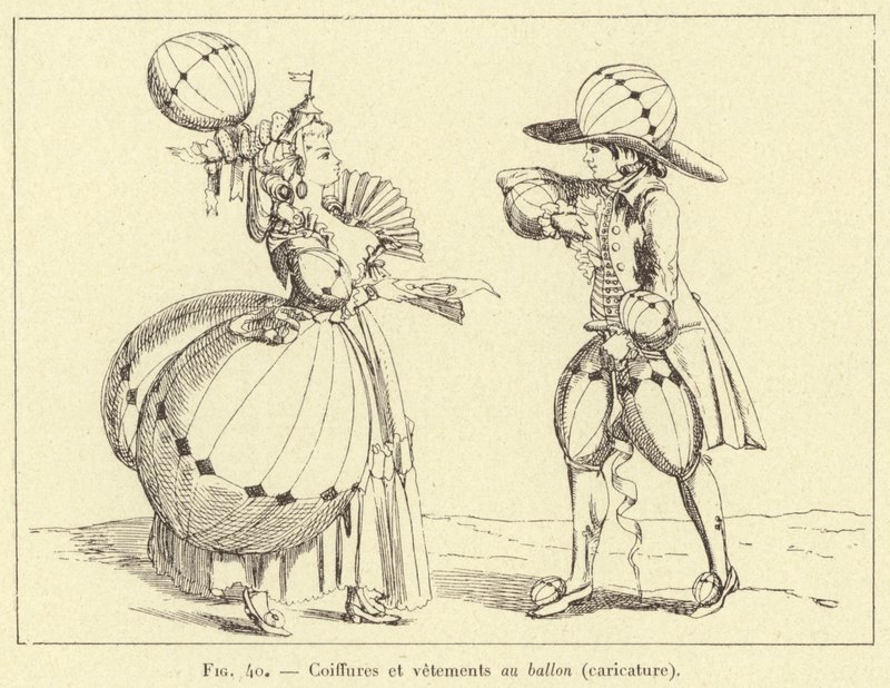 Kapsels en kleding in de ballon (karikatuur) door French School