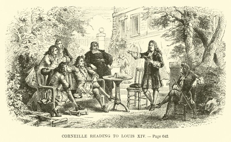 Corneille leest voor aan Lodewijk XIV door French School