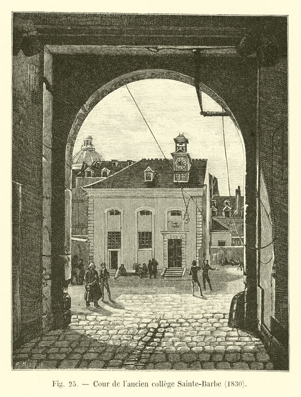 Binnenplaats van het oude college Sainte-Barbe, 1830 door French School