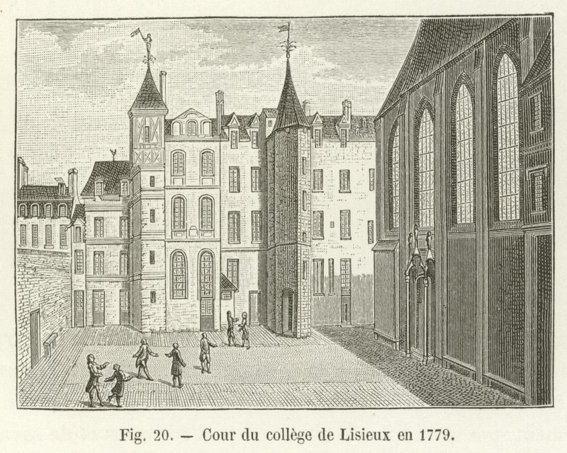 Binnenplaats van het college van Lisieux in 1779 door French School