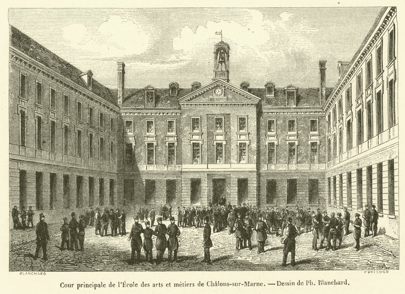 Hoofdplein van de School voor Kunsten en Ambachten van Chalons-sur-Marne door French School