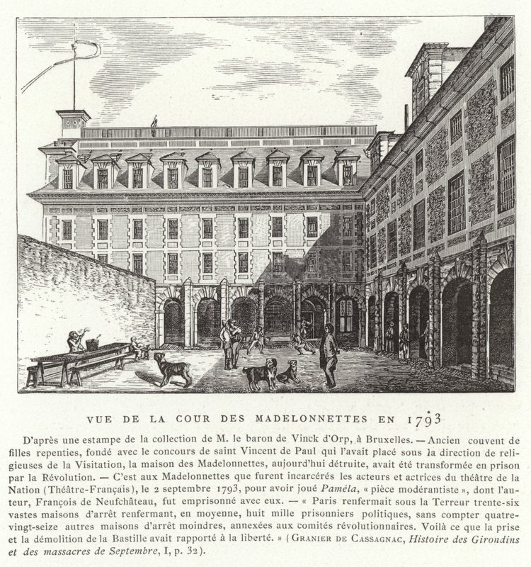 Binnenplaats van het Madelonnettes-klooster, Parijs, 1793 door French School