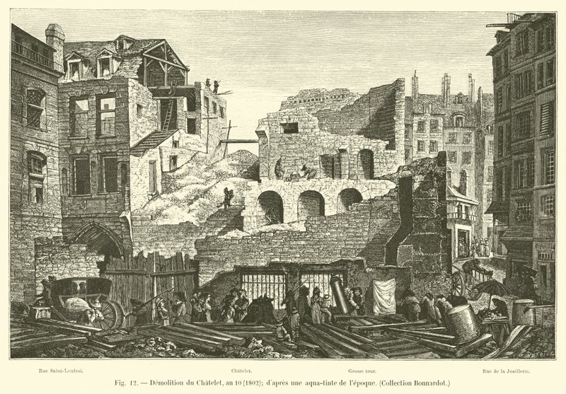 Sloop van het Chatelet, jaar 10, 1802; naar een aquatint uit die tijd, Collectie Bonnardot door French School