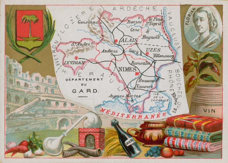 Departement Gard in zuid Frankrijk door French School