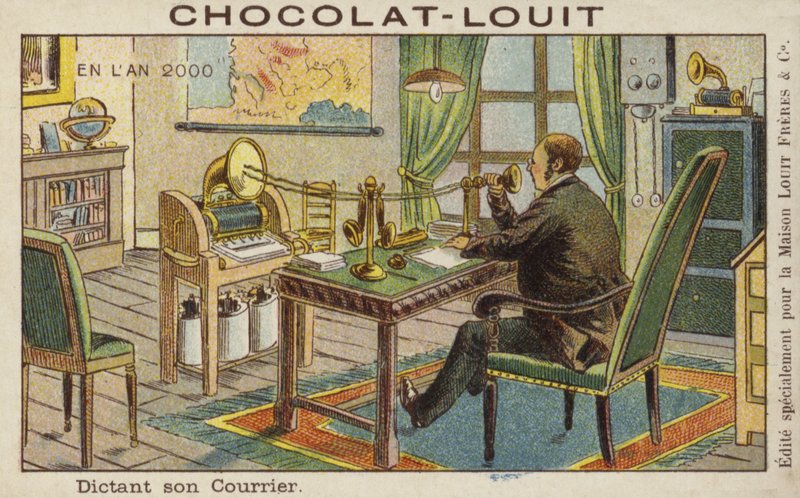 Een brief dicteren in een telegrafische machine door French School