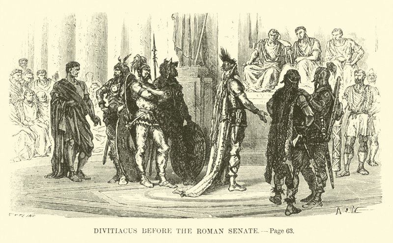 Divitiacus voor de Romeinse Senaat door French School