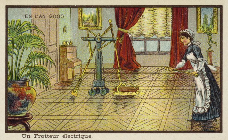 Elektrische vloerpolijstmachine in het jaar 2000 door French School