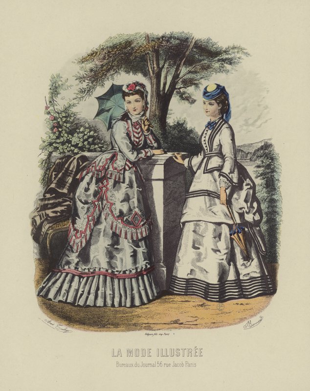 Elegante vrouwen in historische kleding in de tuin door French School